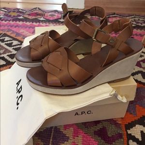 APC leather and suede wedge Judith sandal